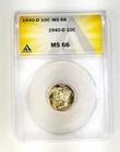 1940-D Mercury Dime Rainbow Toned ANACS MS 66