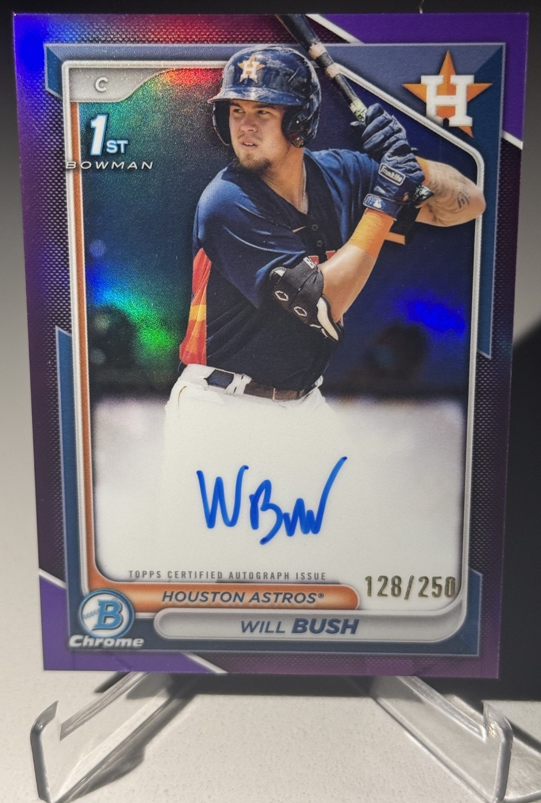 2024 Bowman Chrome - Will Bush - 1st Bowman - Purple Refractor Auto - 128/250!