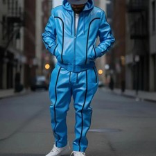 Men’s Premium Real Leather Tracksuit – Fashion Sweat Suit Outfit