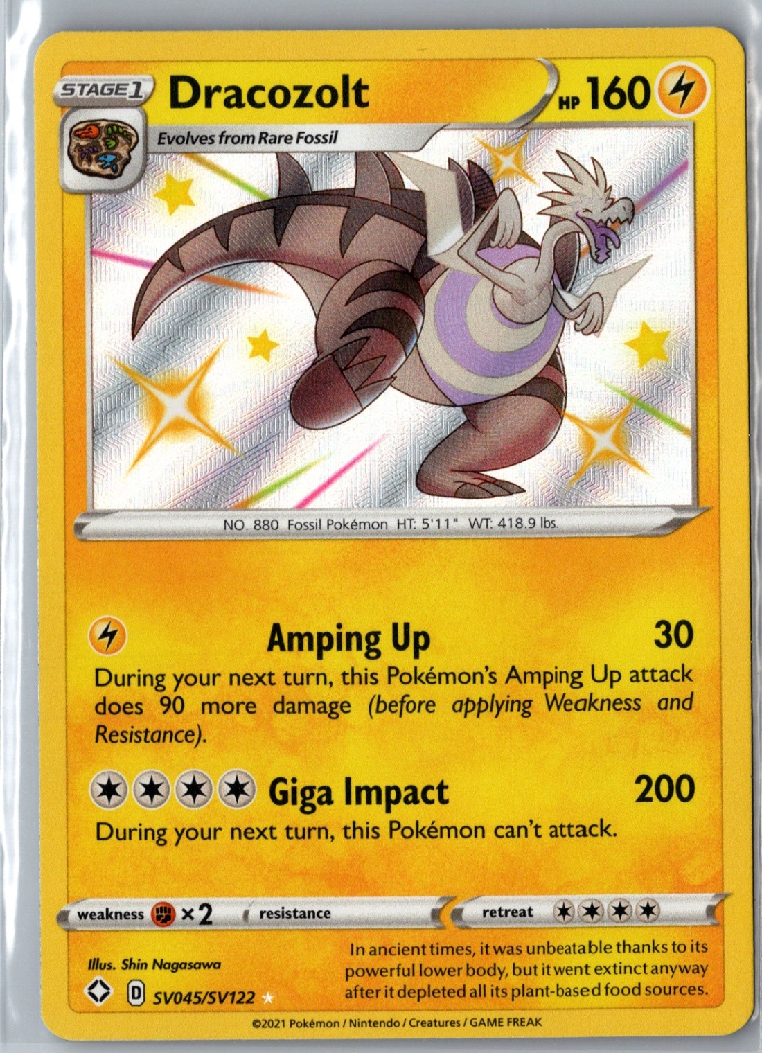Dracozolt Shiny Holo Rare Shining Fates: Shiny Vault SV045/SV122 NM