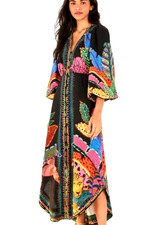 💕 Farm Rio Black Cool Leopards Maxi Dress Sz S Small NWT Animal Print $265
