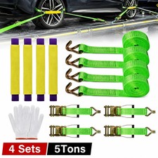 4x Wheel Ratchet Strap Recovery Transport Trailer Car Van Truck Vehicle Tie Down