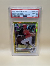 Aaron Zavala 2021 Bowman Chrome Draft Sapphire Yellow Ice /99 #BDC101 (PSA 10)