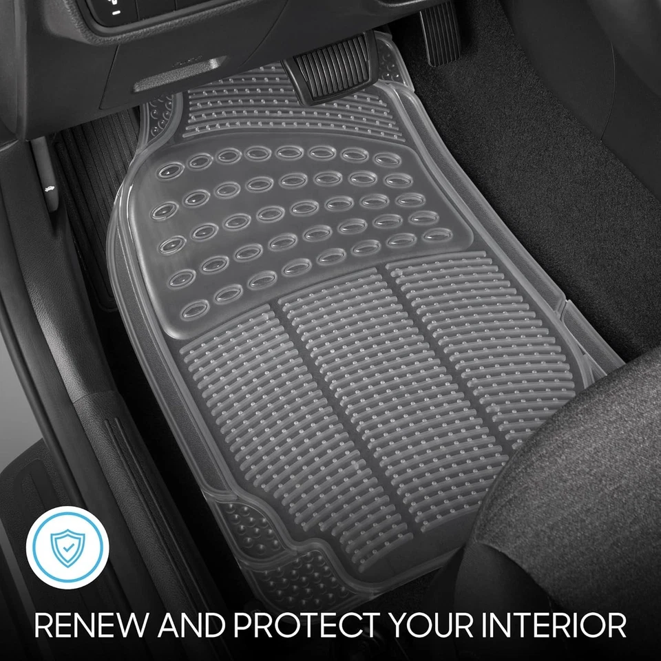 Alfombrillas transparentes de goma transparentes de 4 piezas de alta resistencia para coche delantero y trasero T... Foto 3 de 4