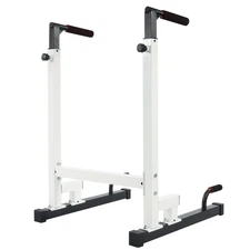Steel Frame Dip Station with Adjustable Height, 500 Lb Weight Capacity, White