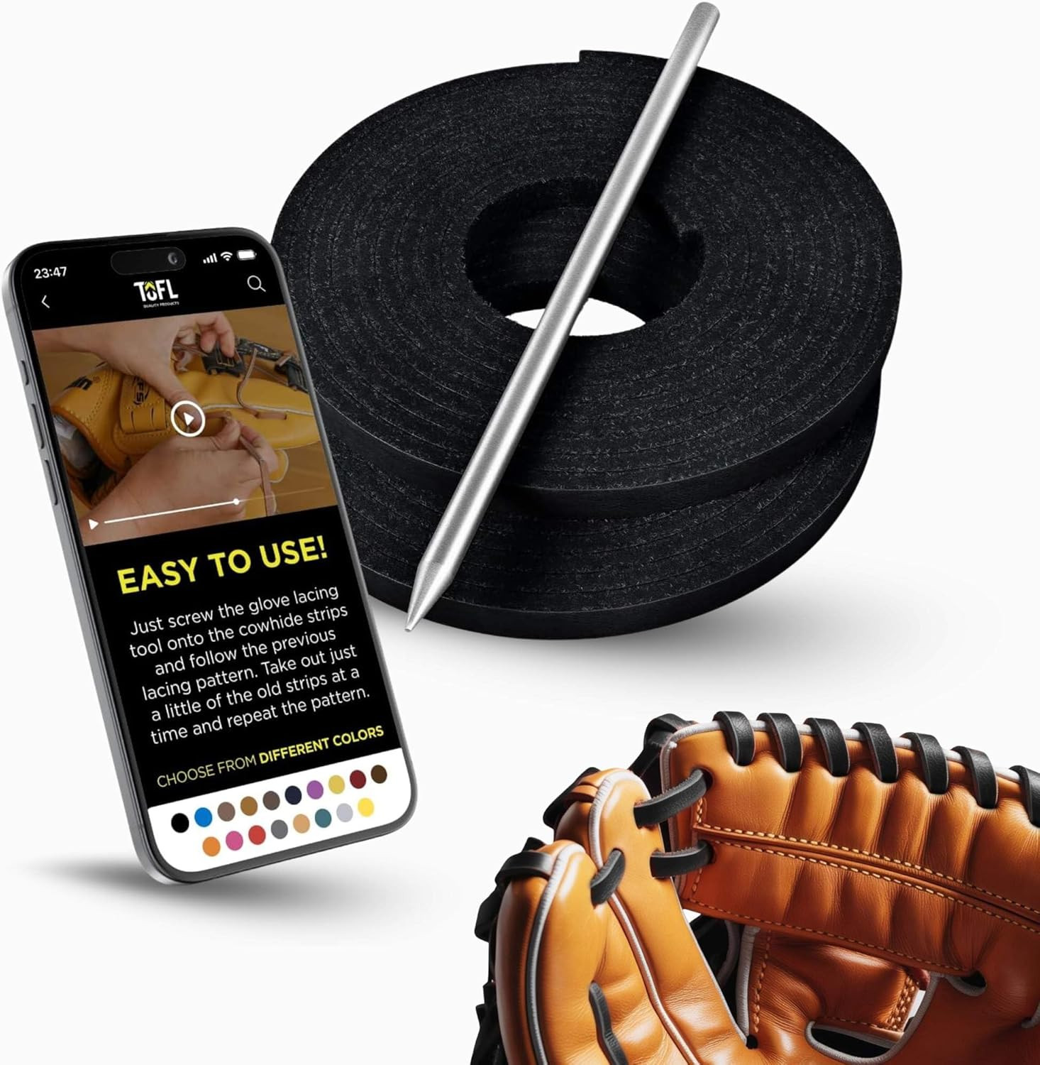 Lace Repair Kit 2 Leather Laces W/ Needle Mitt Tool