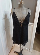 Victoria  s Secret Women's Nightgown Nightie Black Lace Trim Size Large