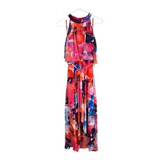 Eliza J Watercolor Flowey High-Low Hem Gown NWT Size 12