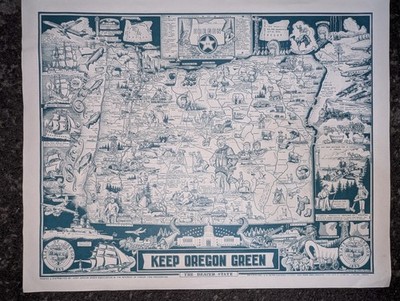 1974 Keep Oregon Green 14.5 x 11.5 Small Poster VTG Fire Prevention