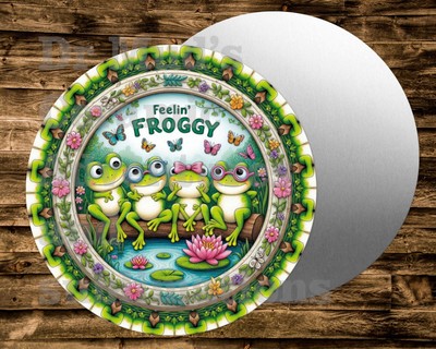 FEELING FROGGY Frog  fun   Round  Sign Wreaths Crafts & miniatures Projects