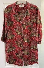 Printfresh Bagheera Leopard Long Button Up Sleep Shirt XXS S M SEE MEASUREMENTS