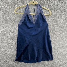 Victorias Secret Y2K Satin Lace Halter Babydoll Slip Dress M Navy Romantic Angel