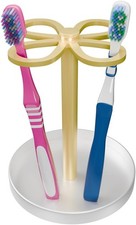 Metal Toothbrush Holders for Bathroom with 4 Slot Gold and White Tooth Brush