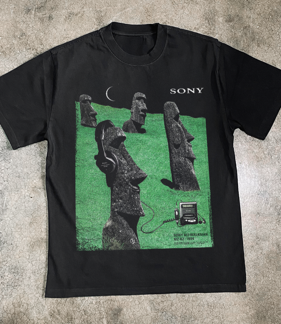 Sony Walkman MD Easter Island 1994 Vintage Graphic T-Shirt S-5XL