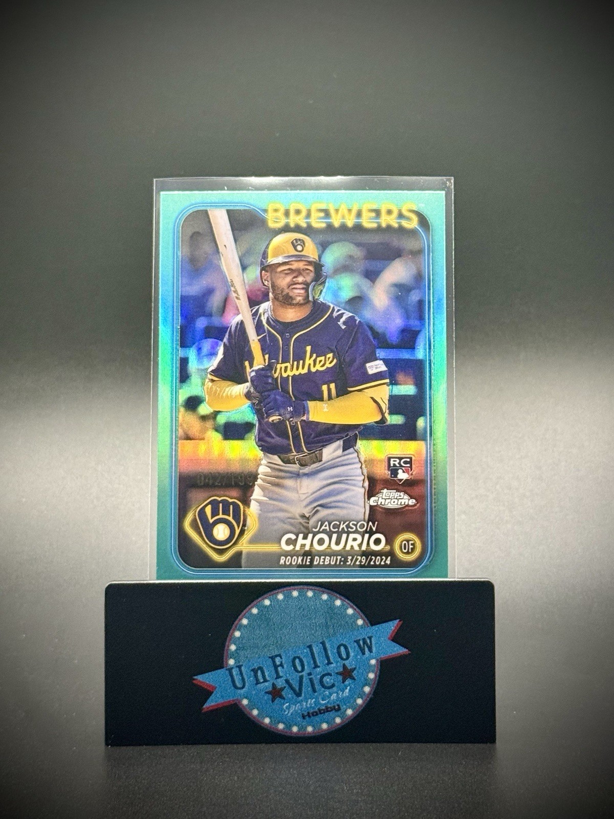 2024 Topps Chrome UPD - Jackson Chourio #161 Rookie Aqua Refractor /199 (RC)