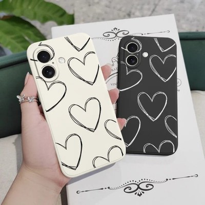 For iPhone 16 15 14 13 12 11 Plus Pro Max Case Shockproof  Silicone Heart  Cover
