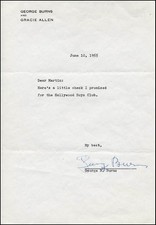 GEORGE BURNS - TYPED LETTER SIGNED 06/10/1955