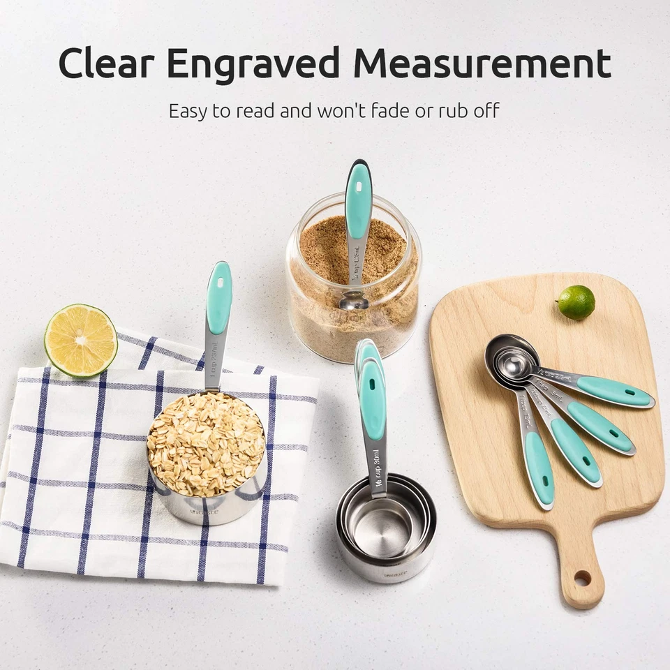 Measuring Cups : 18/8 Stainless Steel Measuring Cups and Spoons Set of 10 Pie... - Image 4 of 4