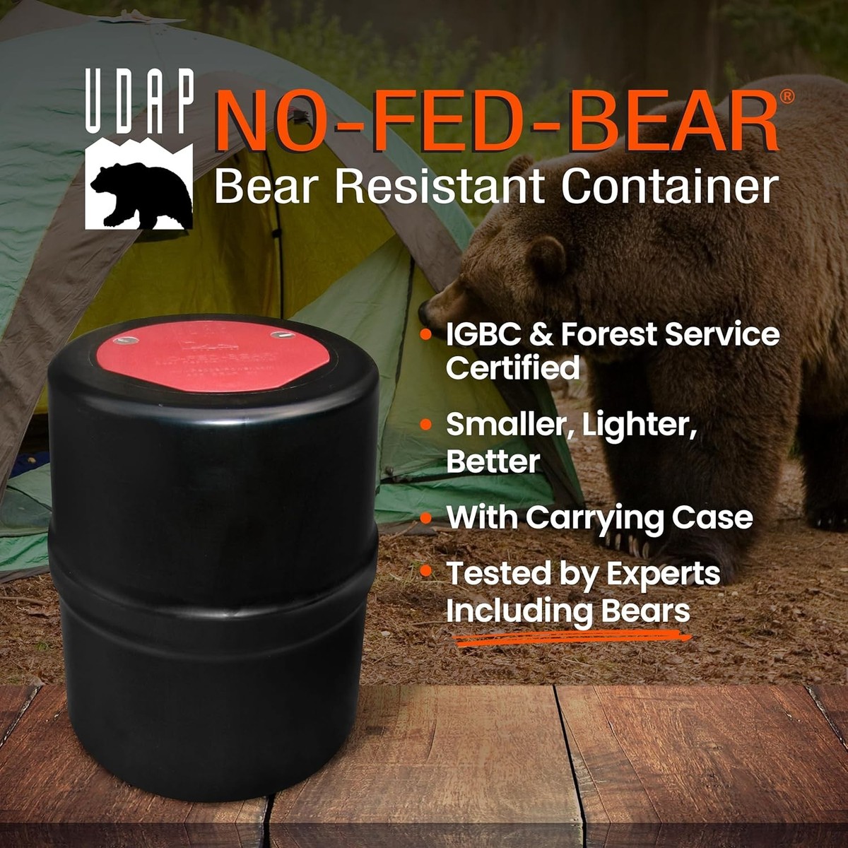 UDAP NO-FED-BEAR Bear Resistant Canister, Hiking Camping One Size
