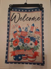 NEW 1pc Double Sided Welcome Independence Day Garden Flag 12x18 4th Of July