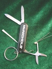 Vintage McNichols Black Swiss Style Army knive Key Chain 2.5"