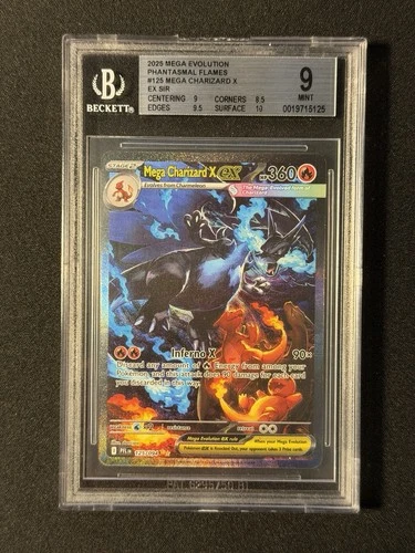 Pokemon Mega Charizard x EX 125/094 SIR Beckett 9 Mint Phantasmal Flames