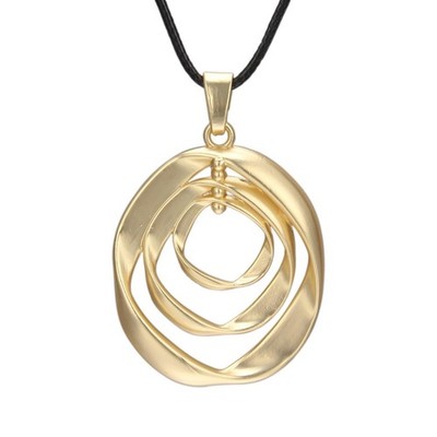 Grobe Halsketten für Damen Boho schwarz String Halskette mit Gold Anhänger Leder