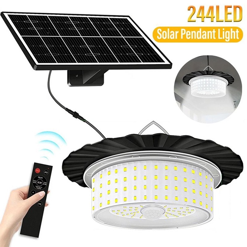Solar Shed Light Outdoor Solar Powered Hanging Barn Light with Remote for Shed