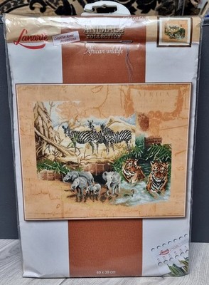 Seltenes Lanarte gezähltes Kreuzstich-Set ''African Wildlife'' 34803 Neu