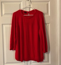 Talbots Red Lightweight Knit Sweater Top Pullover 3/4 Sleeve - Size L