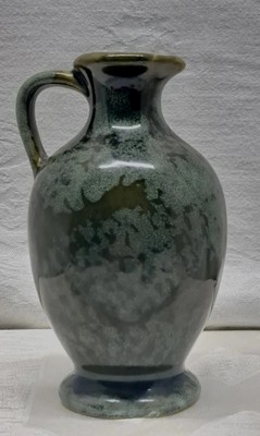 Old 2 Tone Green Small Jug Vase Marbled Sponge Effect Unmarked