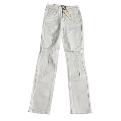 Joyfolie Clancy White Distressed Skinny Fit Jeans By Mia Joy Size 24 new