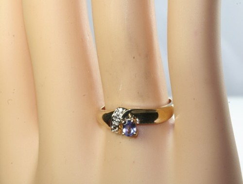 BNWOT 10K GOLD TANZANITE DIAMOND RING SIZE 7 - Picture 4 of 4