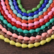 6/8/10mm Teardrop Faceted Coated Opaque Glass Loose Beads lot for Jewelry Making