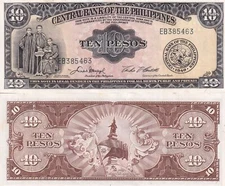 Philippines 10 Pesos 1949 P 136 e UNC Little Tone