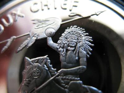 1-OZ SIOUX LAKOTA OGLALA CHIEF NATIVE AMERICAN TRIBAL INDIAN COIN SILVER999+GOLD