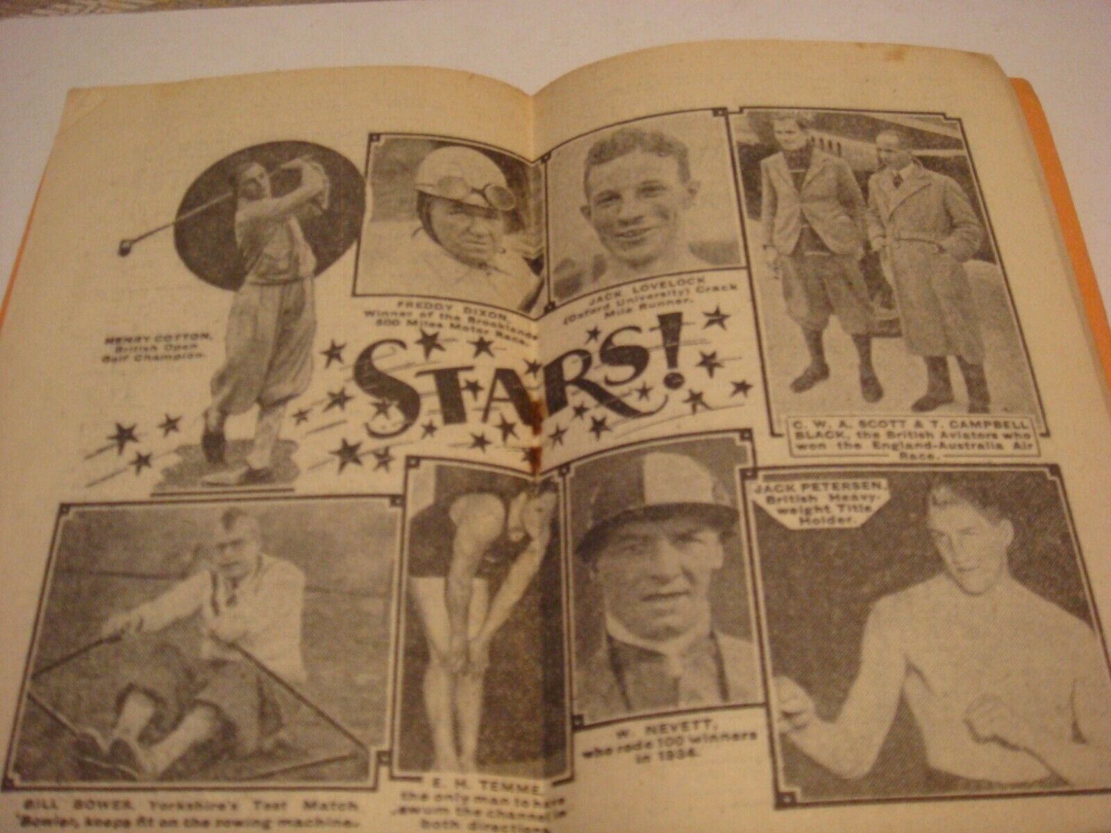 RARE GOLF COTTON BOXING PETERSEN Topical Times Sportsman's Diary 1935