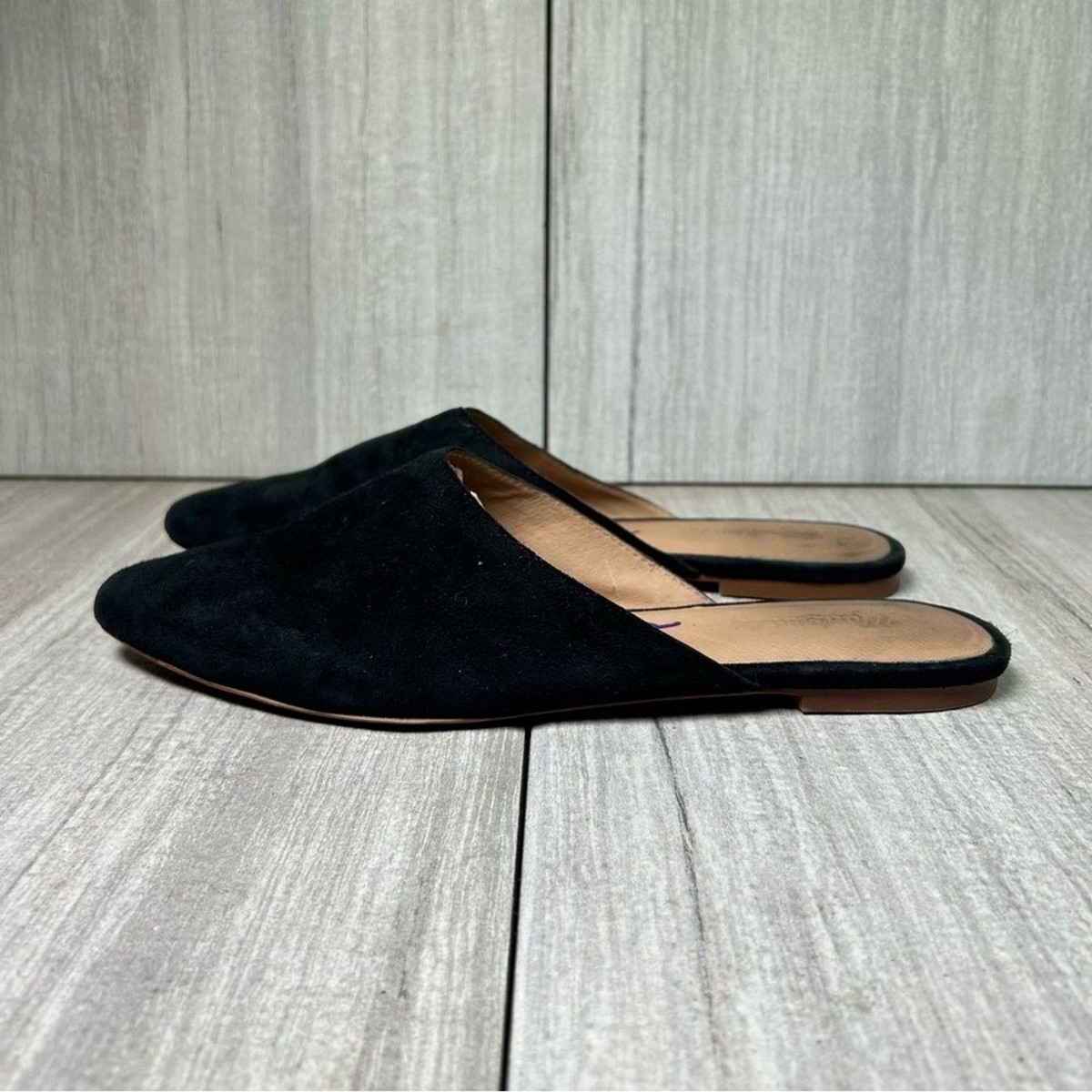 Madewell Kasey Mule Black Suede Comfort Slip On Flats Shoe Women's