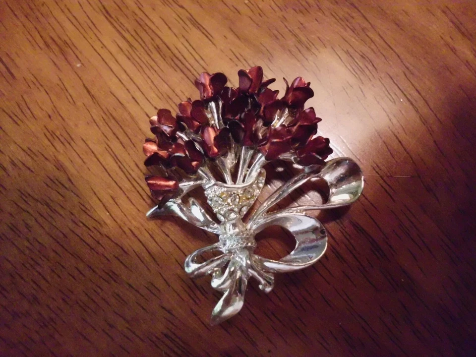 Broche rosa, joias do patrimônio, antigo, retrô - Imagem 3 de 3