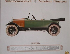 1919 Columbia Touring car calendar print (gold & green, no top)