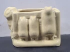VTG Shawnee McCoy Pottery Three Little Pigs on Fence PLANTER Cream Pencil Desk