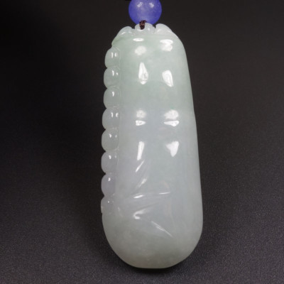 Certified Grade A 100% Natural Green Jade Jadeite Pendant Carved Bamboo Z1125
