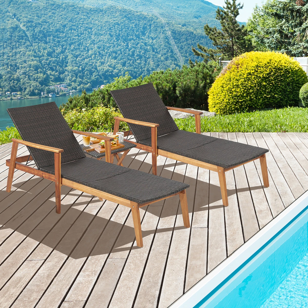 Chaise lounge set with table outlet