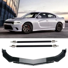 For Dodge Charger 2015-2023 Front Bumper Lip Splitter Spoiler with Strut Rods