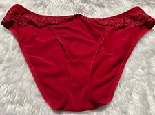 vintage Second Skin panties Shiny Hi Cut Look Liquid SATIN Size 9 Red Cherrie