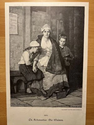 Antik Illustration Holzschnitt Frau Die Waise Porträt Gemälde 1893 Vintage Retro - Bild 1 von 4