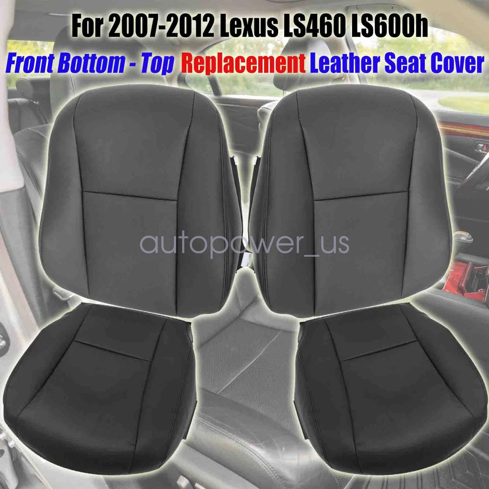 2007 to 2012 For Lexus LS460 LS600h Front Bottom Top Leather Seat Cover Black - Image 3 of 4
