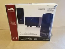 Cyber Acoustics CA-3000 powered 3pc SPEAKER SYSTEM 2.1  NEW! 8W RMS - 16W peak