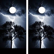 FADEPROOF Cornhole Board Wraps Laminated / Lightning Strike