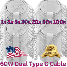 Lot 60W USB-C to Type-C Cable 3/6Ft PD Fast Charger For Samsung Macbook iPad Pro